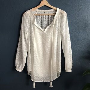 Daniel Rainn Boho Textured White Blouse